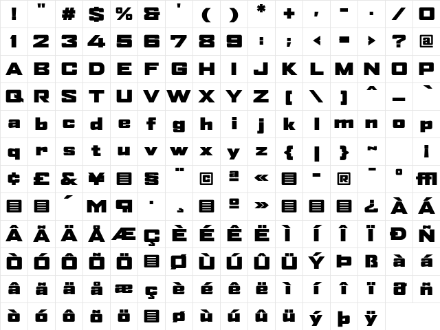 AgencyFB Regular Character Map