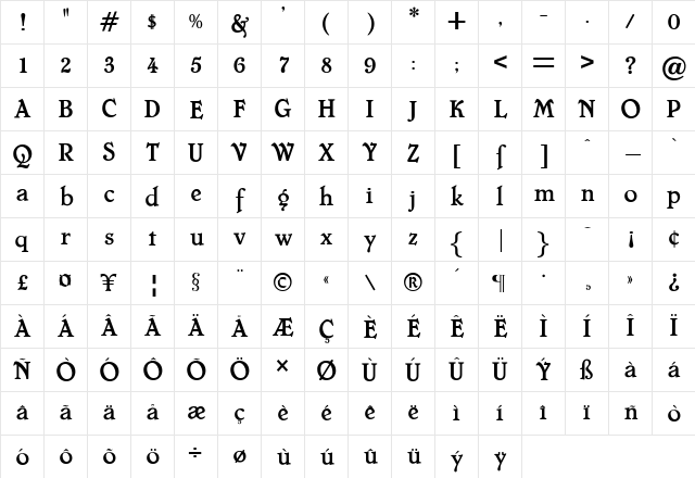 Chelsea Regular Character Map