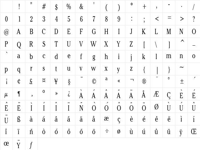 Chelsey Thin Normal Character Map Chelsey Thin Normal Character Map