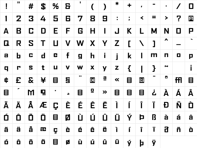 AgencyFB Regular Character Map