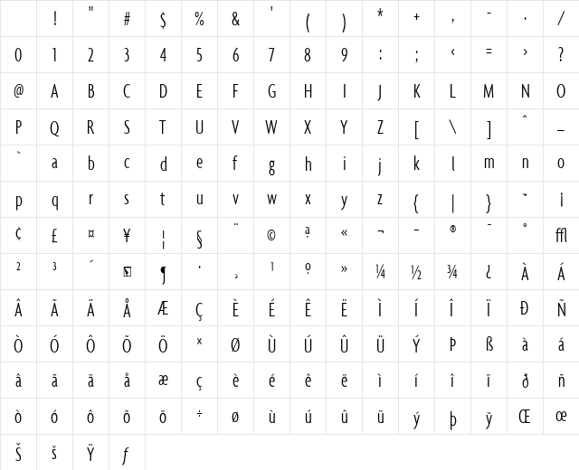 Agenda Regular Character Map