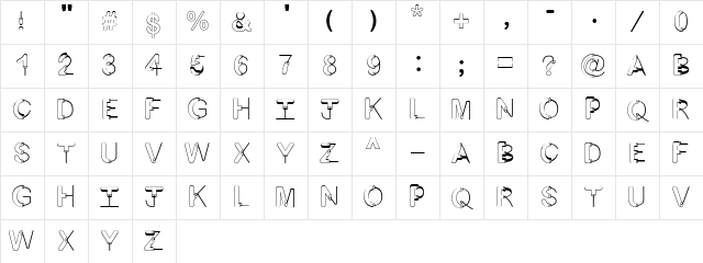 ArtsyFartsy Regular Character Map