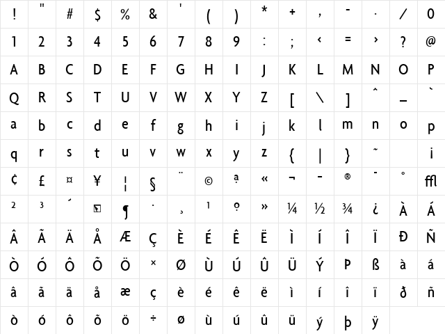 Agenda Regular Character Map Agenda Regular Character Map