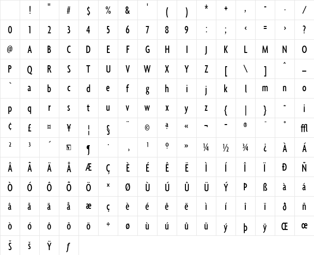 Agenda Regular Character Map Agenda Regular Character Map