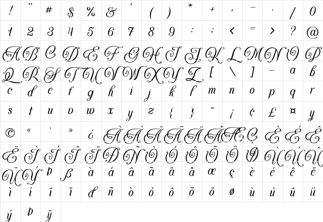 Agenda King Regular Character Map