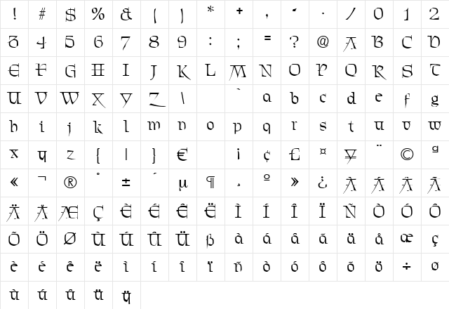 Chevalier Regular Character Map