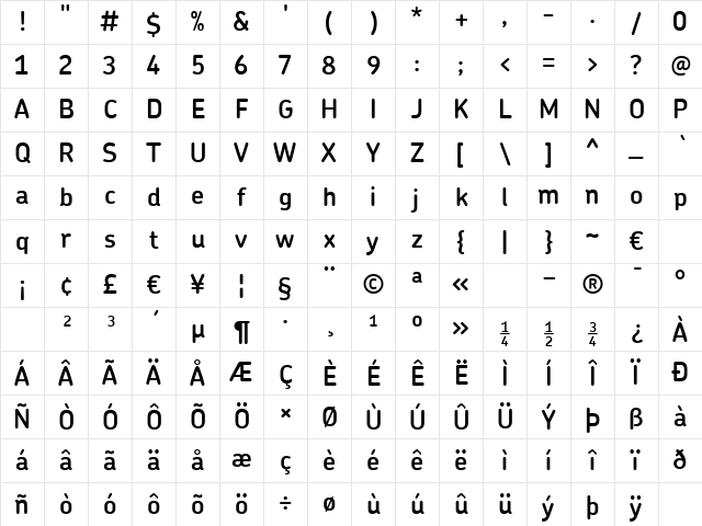 ChevinDemiBold Regular Character Map