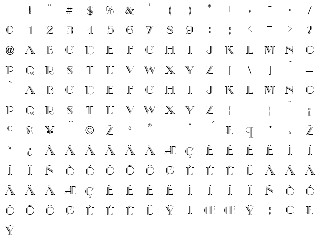 Chic Regular Character Map