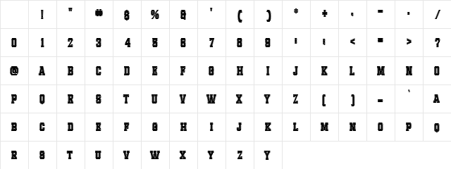 Chicago Athletic Slab Serif 2 Italic Character Map