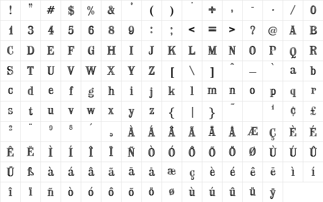 Chichester Regular Character Map