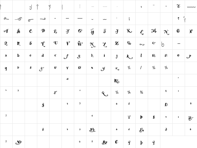ChiliPepperExtras Bold Character Map