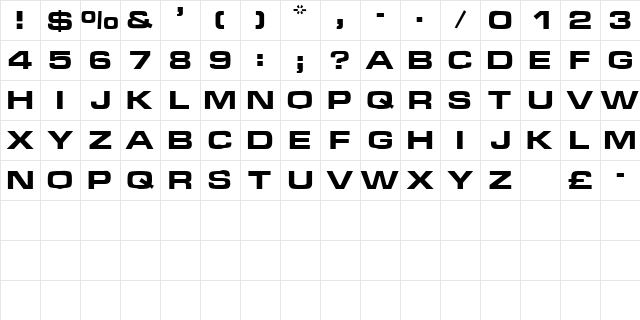 ChinoCapsSSK Regular Character Map