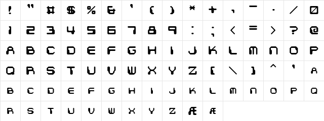 Chintzy CPU BRK Regular Character Map