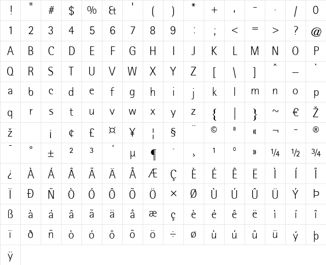 Agfa Rotis Sans Serif Light Regular Character Map