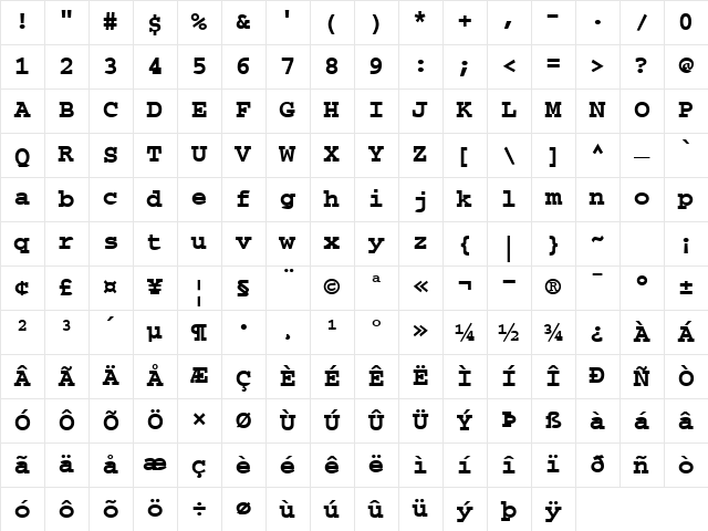Chisel Normal Character Map