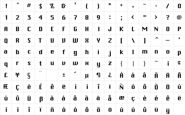 ChiTown-Light Regular Character Map