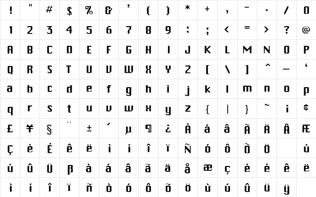 ChiTown-Light Regular Character Map