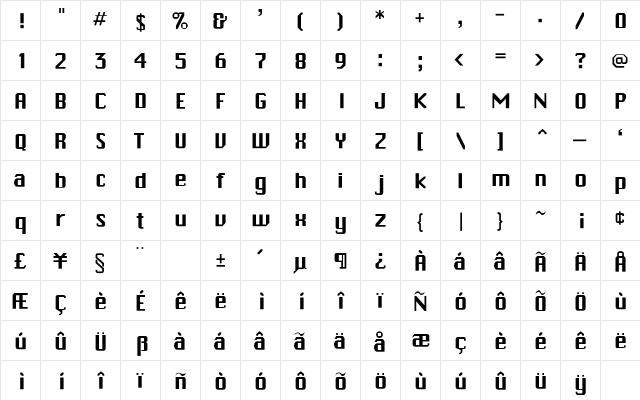 ChiTown-Light Regular Character Map