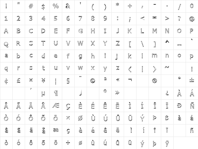Chizzler Outline Regular Character Map Chizzler Outline Regular Character Map