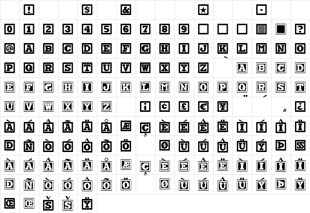ChockABlockNF Regular Character Map