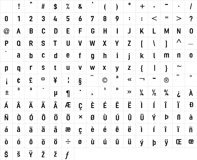 LTOrdinar Regular Character Map LTOrdinar Regular Character Map