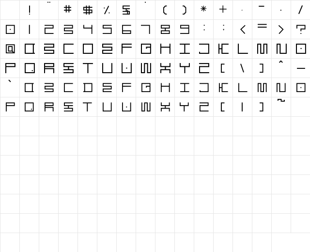 NewUnicodeFont Regular Character Map NewUnicodeFont Regular Character Map
