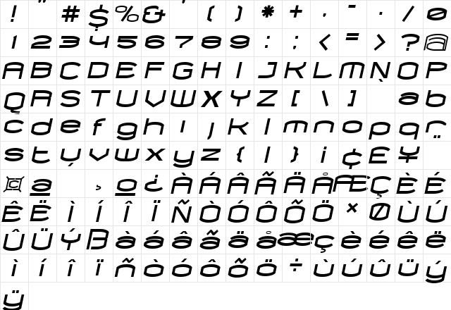 Chord Black Italic Character Map Chord Black Italic Character Map