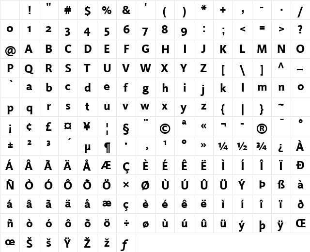 LTProjekt Heavy Regular Character Map LTProjekt Heavy Regular Character Map