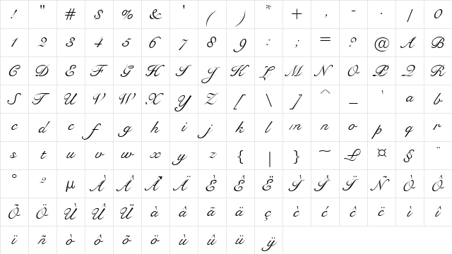 Christa Regular Character Map