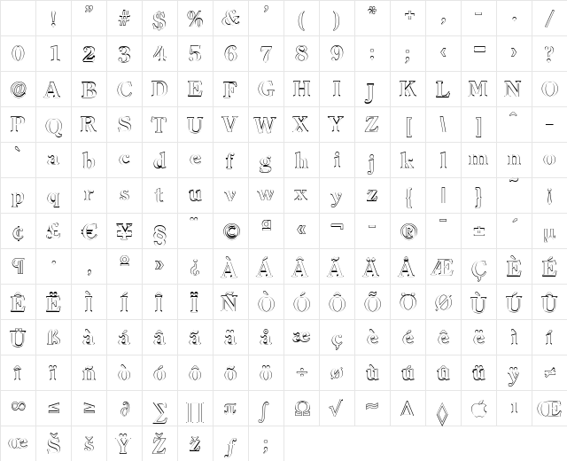 ChristianBeckerOutline Bold Character Map ChristianBeckerOutline Bold Character Map