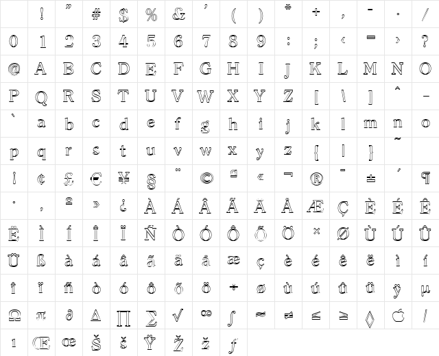 ChristianBeckerOutline Regular Character Map ChristianBeckerOutline Regular Character Map