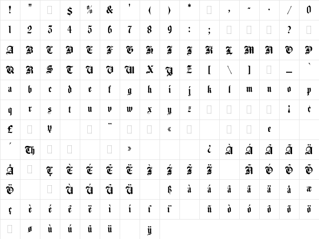 AgincourtPlain Regular Character Map AgincourtPlain Regular Character Map
