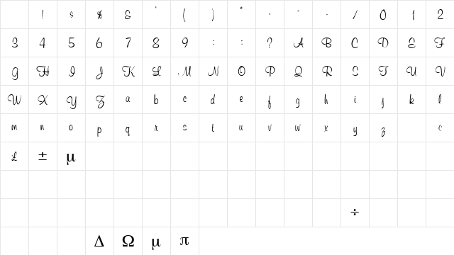 ChromaScriptSSK Regular Character Map ChromaScriptSSK Regular Character Map