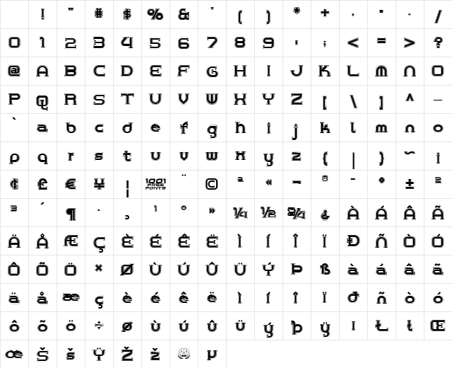 Chrome Yellow Inline NF Regular Character Map Chrome Yellow Inline NF Regular Character Map