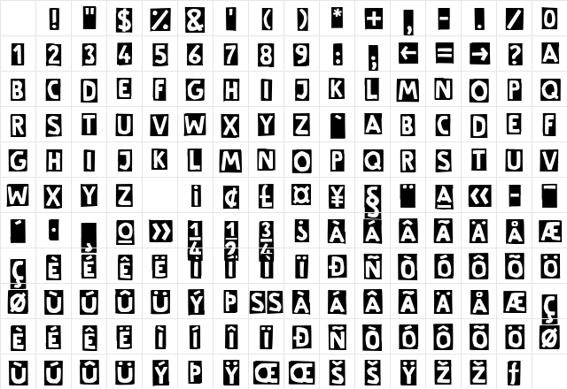 LTSchere Regular Character Map