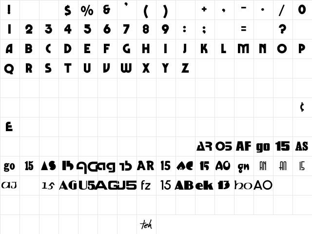 Churchill Regular Character Map Churchill Regular Character Map