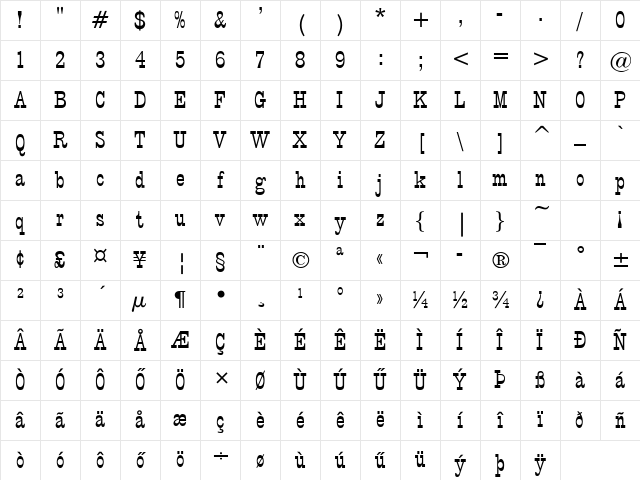 Circus Regular Character Map