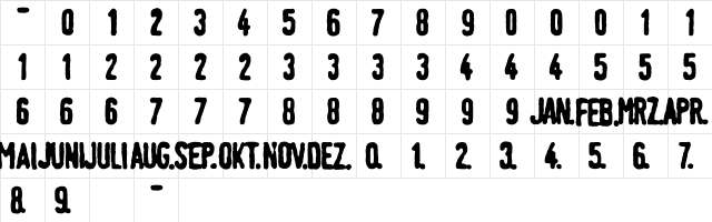 LTTagesstempel Bold Character Map