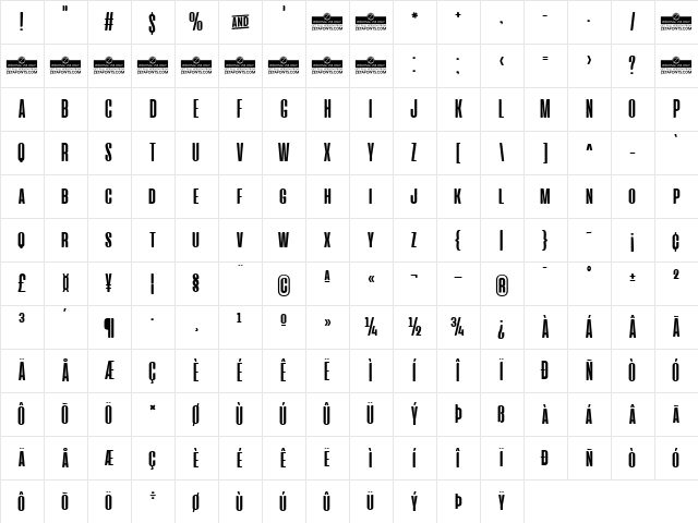 Cinematografica Bold Character Map