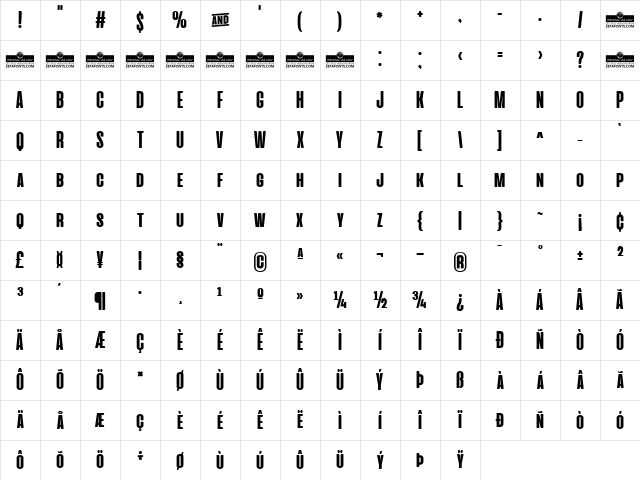 Cinematografica ExtraBold Character Map