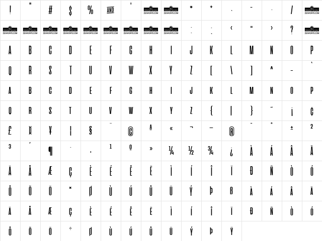 Cinematografica Regular Character Map