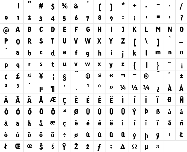 LTTetria Black Regular Character Map LTTetria Black Regular Character Map
