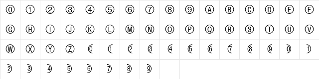 Circle Frame MT Regular Character Map Circle Frame MT Regular Character Map