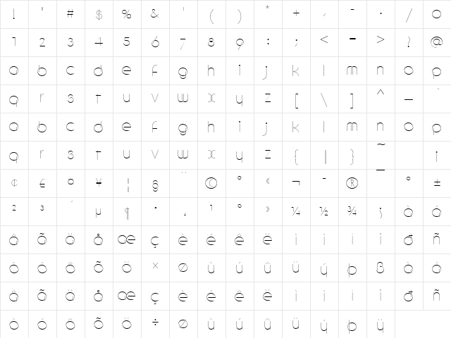 CircleD Regular Character Map