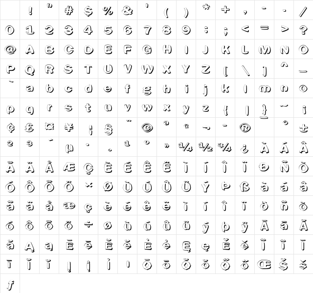 Clearblock circular - 3DFX Regular Character Map Clearblock circular - 3DFX Regular Character Map