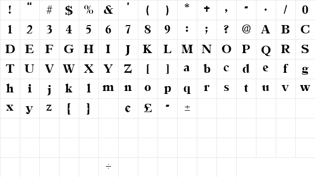 AgonicSSK Regular Character Map