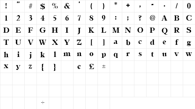 AgonicSSK Regular Character Map