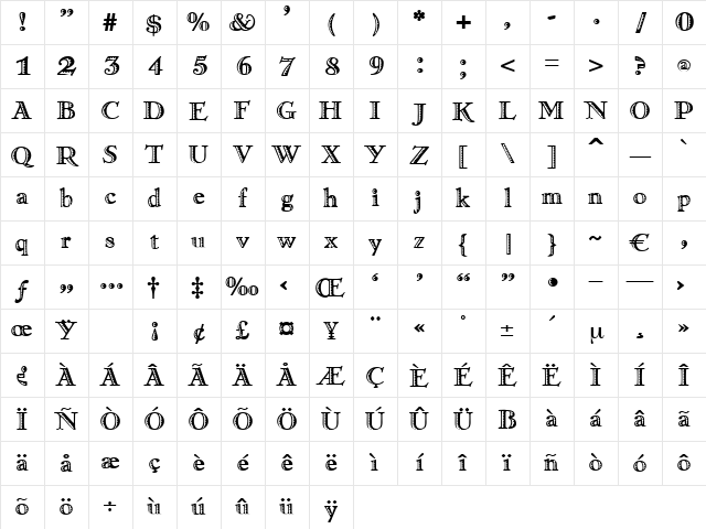 Circus Regular Character Map