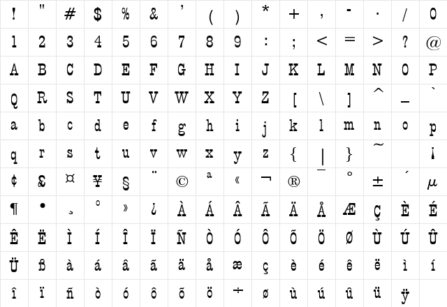 Circus Plain Character Map