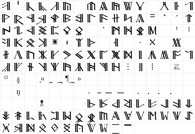 Cirth Erebor Caps-1 Regular Character Map